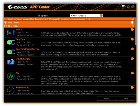 APP Center scherm