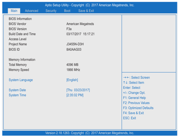 BIOS Setup - Main
