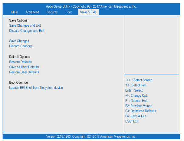 BIOS Setup - Opslaan & afsluiten