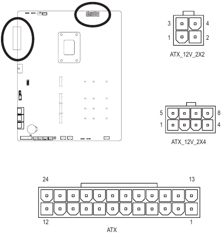 ATX Power Connectors Pinout