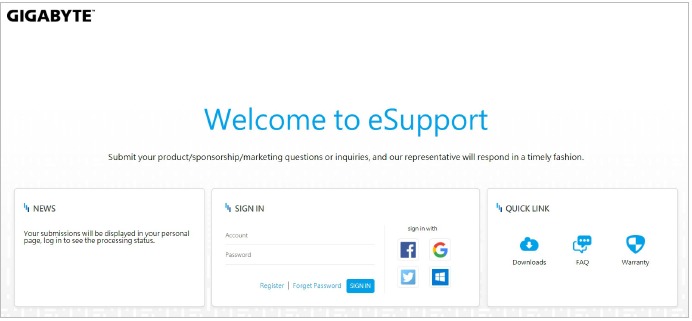 Neem contact op met GIGABYTE eSupport