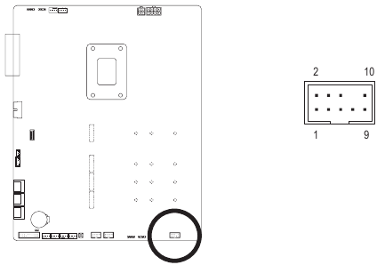 Pin-out van de audioheader voor het voorpaneel