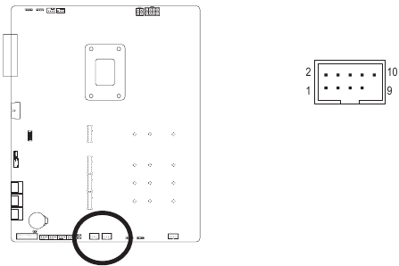 USB 2.0-headeraansluitingen