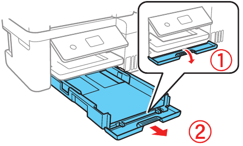 Papier plaatsen - Stap 1 - Papiercassette eruit trekken