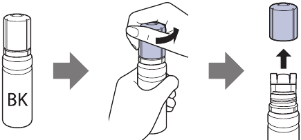 Zwarte inktfles uitpakken