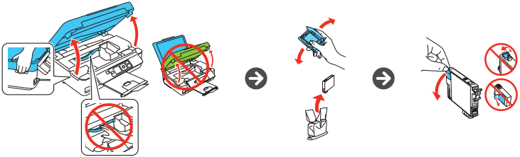De inktcartridges installeren - Stap 1