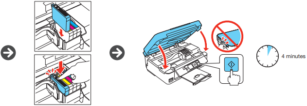 De inktcartridges installeren - Stap 2