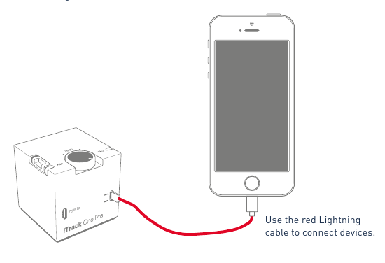 De iTrack One Pre voeden vanaf een iOS-apparaat