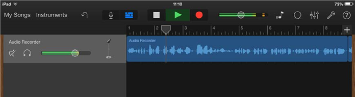 GarageBand-scherm met ingangsinstellingen