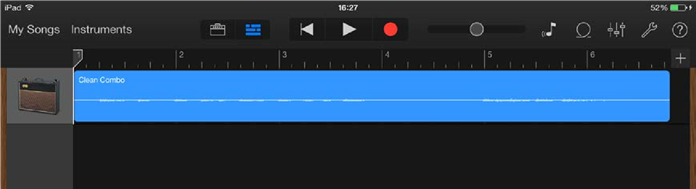 GarageBand-scherm met de directe monitor