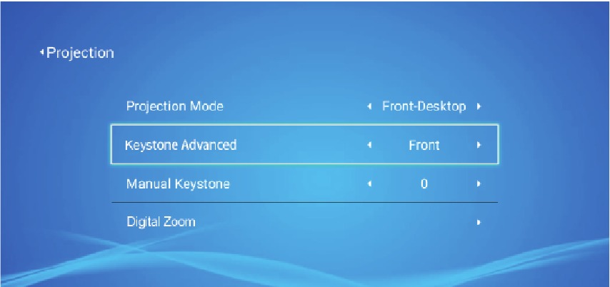 Keystone-correctie - Stap 2 - Verticaal aanpassen