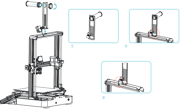 Materiaalrek en filamentdetectieassemblages