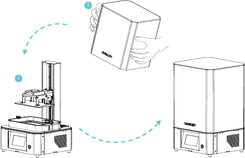 Plaats de plastic afdekking op de machine body