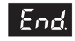 'End' weergegeven. Rode LED knippert twee keer per 30 seconden.