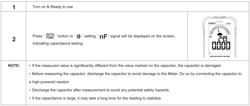 HANDMATIGE meetmodus - Capaciteitsmeting