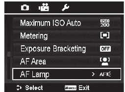 AF-lamp instellen