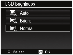 Menu LCD-helderheid