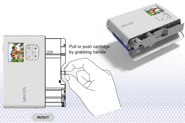 Plaats de papier+inkt cartridge