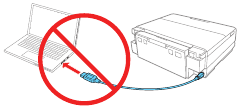 Afbeelding van de USB-kabel die van de printer wordt verwijderd