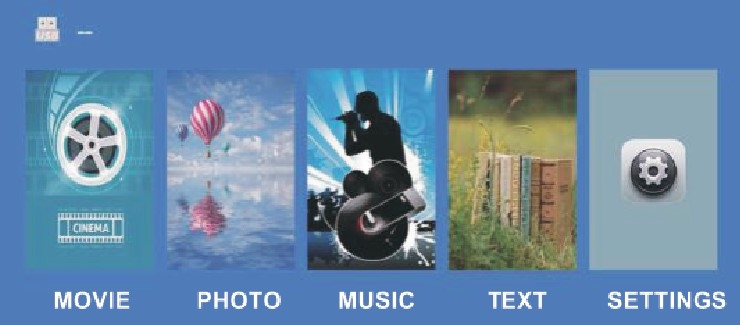 Het normale opstartscherm van de projector