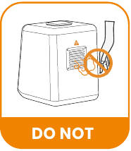 Blokkeer GEEN ventilatieopeningen.