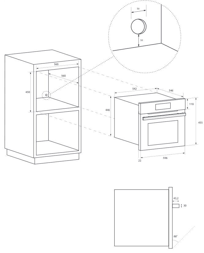 DE OVEN IN HET AANRECHT INSTALLEREN