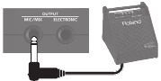 Aansluiten van de EC-10M op een versterker of PA-mixer.
