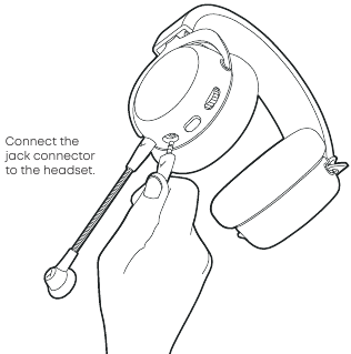 Sluit de kabel aan op de headset - Stap 1