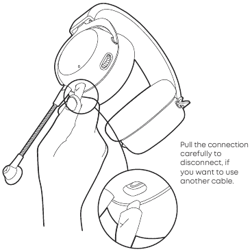 Sluit de kabel aan op de headset - Stap 2