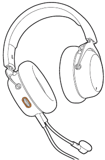Headset aangesloten op een apparaat