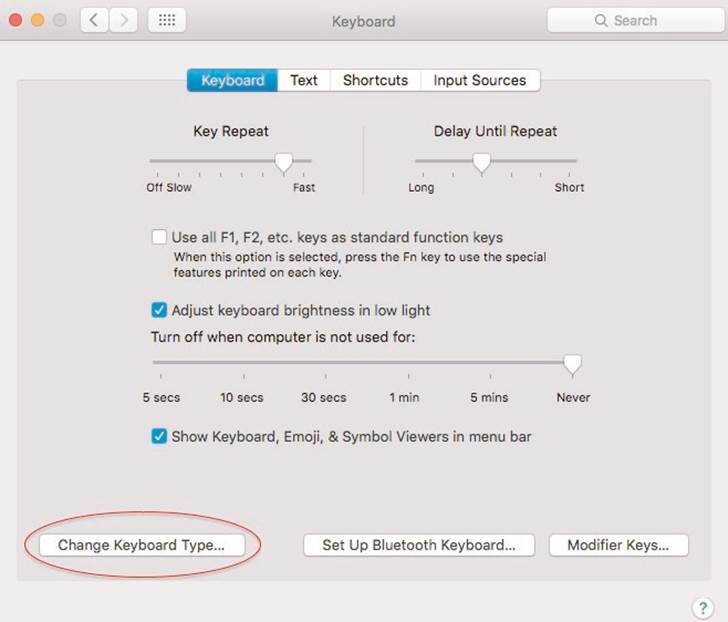 Toetsenbordconfiguratie-assistent voor Mac - Stap 1