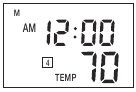 LCD-scherm met tijd en temperatuur