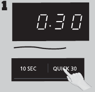 Afbeelding van het display met de knop Snel 30