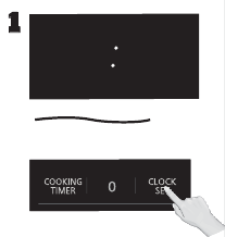 Als de oven NIET aan het koken is, druk dan eenmaal op Klok/Instellen
