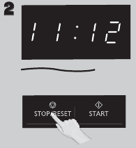 Druk drie keer op Stop/Reset