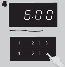 Stel de kooktijd in met behulp van de numerieke toetsen