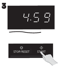 Druk op Start. De timer start en piept vervolgens twee keer aan het einde van de kooktijd