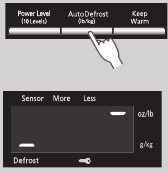 De automatische ontdooifunctie is geselecteerd.
