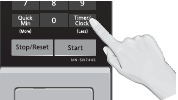 Magnetron display na het instellen van de kooktijd
