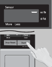 Magnetron display met de tekst 'g/kg'