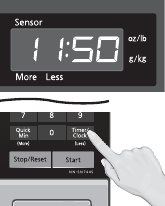Magnetron display met de ingestelde tijd