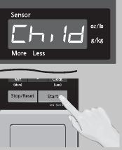 Magnetron display met de tekst 'Child'