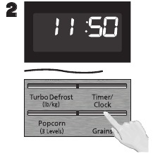 Druk op Timer/Clock om de instelling te voltooien