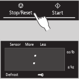 Druk op Stop/Reset om te bevestigen