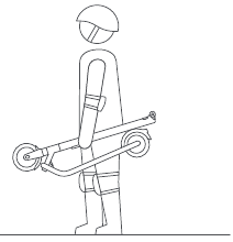 Als je KickScooter is opgevouwen, til je hem eenvoudigweg op aan de stuurstang om hem te dragen.