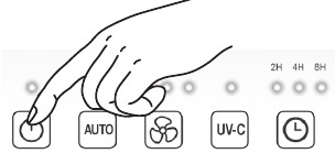 Filter vervangen - Stap 1 - Druk op de AAN/UIT-knop