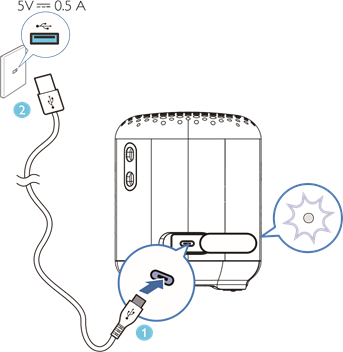 De ingebouwde batterij opladen