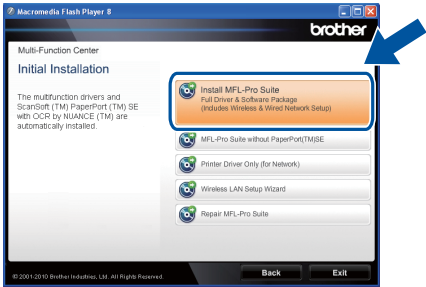 Configuratie met behulp van de installatie-cd-rom - Stap 1