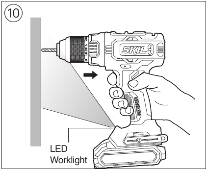 GEBRUIK - LED-werklamp activeren