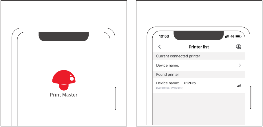 Verbinding maken met apparaat in Print Master-app - Stap 3